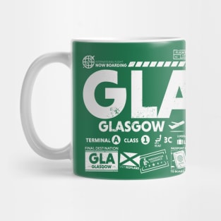 Vintage Glasgow GLA Airport Code Travel Day Retro Travel Tag Scotland Mug